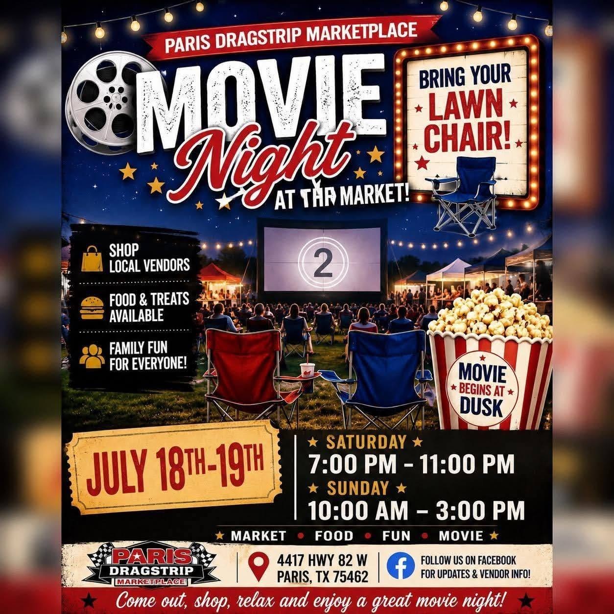 Movie Night at Paris Dragstrip Marketplace