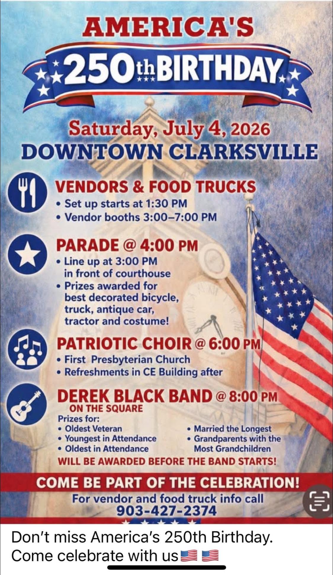 America's 250th Birthday - Downtown Clarksville