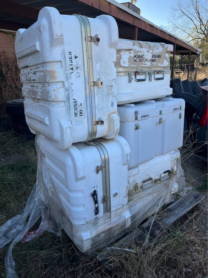 STACKABLE MILITARY-GRADE WEATHERPROOF STORAGE CONTAINERS